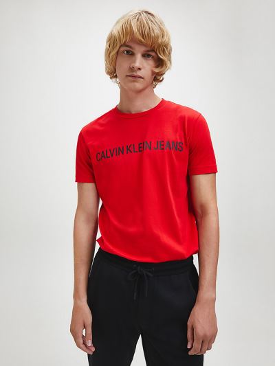 Calvin Klein Ruhák HU215384 | Calvin Klein Slim Organic Cotton Logo Férfi Póló Piros